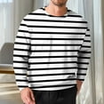 thumbnail image 5 of Men's Long Sleeve Ribbed Knit Shirts Crew Neck Striped Pullover Tees Regular Fit Stretchy Tops Lightweight Sweater, 5 of 6