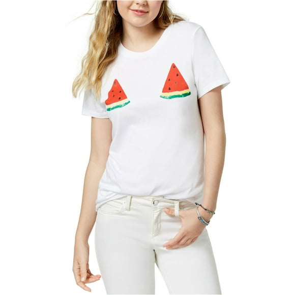 Carbon Copy Womens Watermelon Graphic T-Shirt, White, Medium