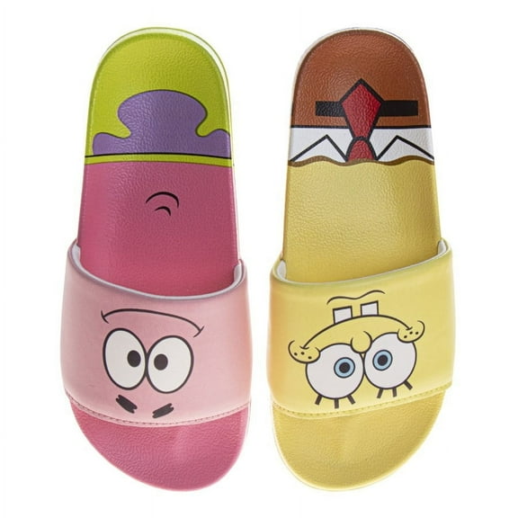 Spongebob Squarepants Little Kids Dual Sizes Slides., Yellow Pink, Size: 11-12