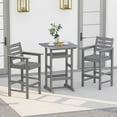 thumbnail image 1 of Costway 3-Piece Patio HDPE Bar Set Armchairs with Square High-Top Table Footrest Backrest Gray, 1 of 10