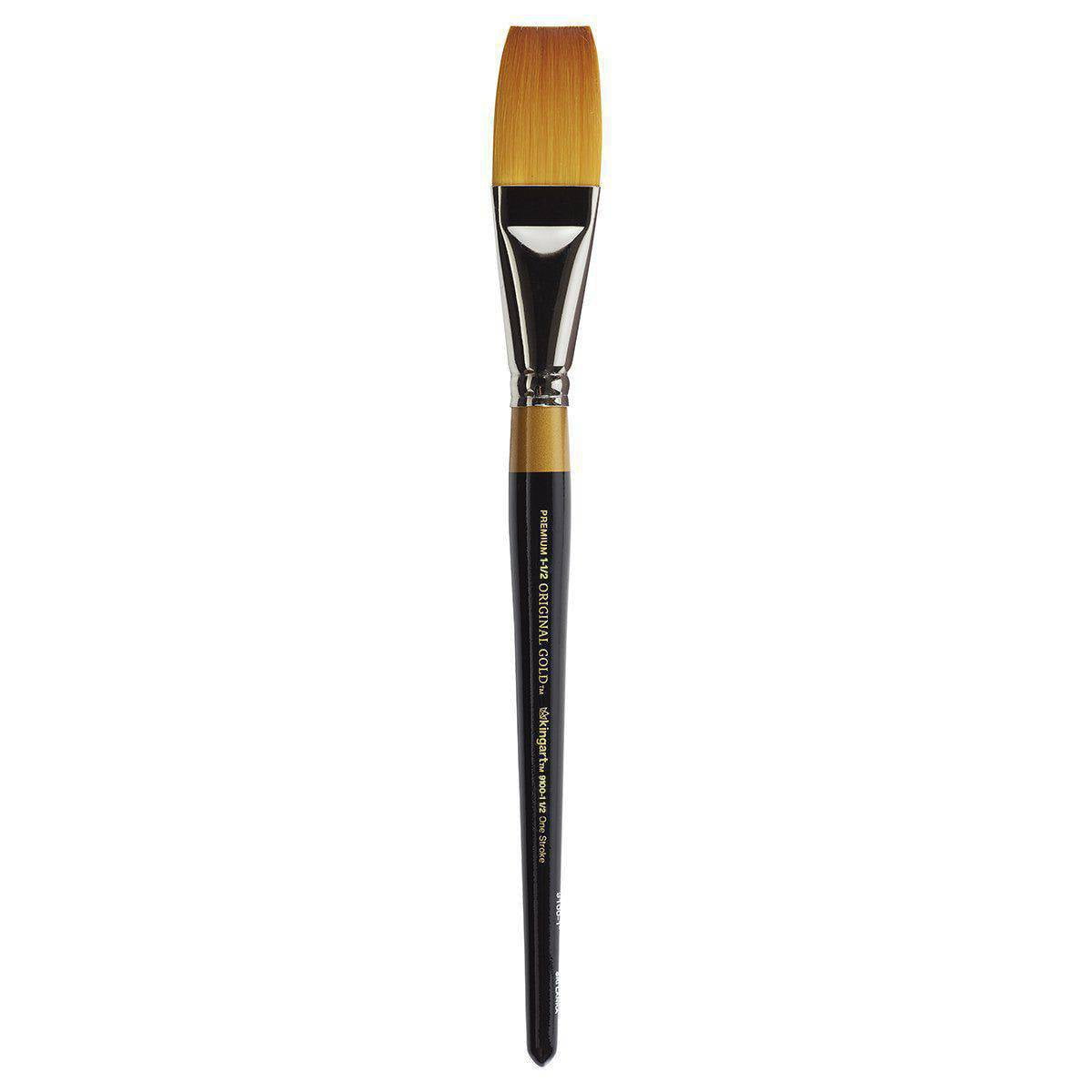 Kingart Original Gold Specialty 9247 Series, Crescent Filbert Blender Artist Brush, Golden Taklon & White Bristle Blend, Acrylic Handle (1/8)