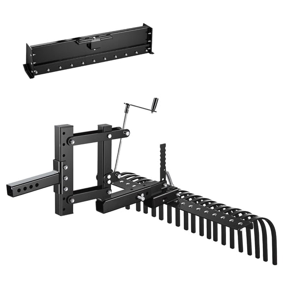KFFKFF 42 in Tow-Behind Landscape Rake, 3-Point Lawn Rock Rake with Blade & Lift Lever, Compatible with Category 1 ATVs, UTVs, and Lawn Tractors, Durable Rake for Clearing Debris, Leaves, and Thatch