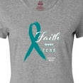 thumbnail image 4 of Inktastic Faith over Fear Ovarian Cancer Awareness with Teal Ribbon Women's T-Shirt, 4 of 5