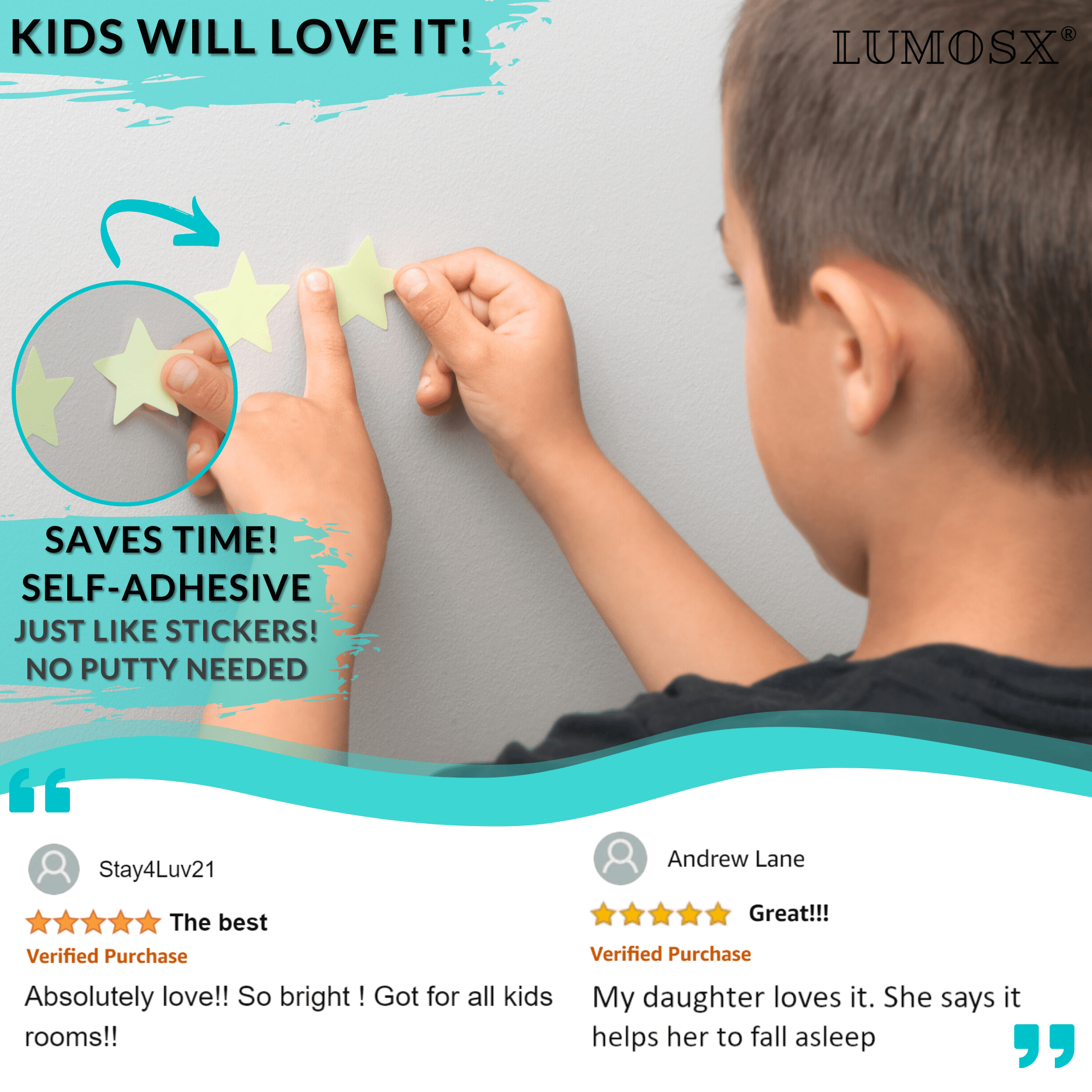 LUMOSX Glow In The Dark Stars - 754pcs Solar System Stickers Glowing Stars Planet (Green) & Stars From Recycled Materials W/North Star, Moon W/Constellation Ebook