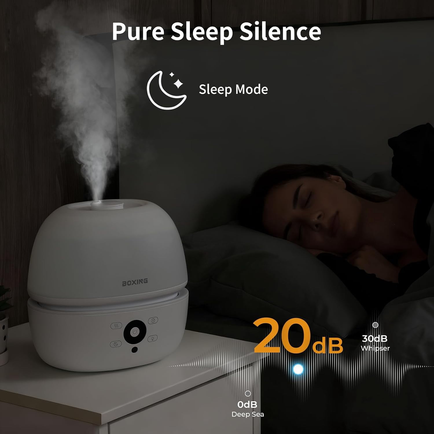 BOXING Top Fill Humidifiers for Bedroom Baby with Remote Control, 20dB Quiet Cool Mist, 7 Color Night Light, Essential Oil Tray, Timer, Sleep Mode, 3L
