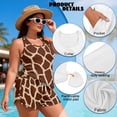 thumbnail image 6 of Xoenoiee Brown Giraffe Print Womens Tankini Bathing Suits with Shorts Two Piece Tummy Control Swimsuits Ladies Racerback Swimwear with Side Pockets, 3XL, 6 of 7