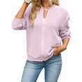 thumbnail image 6 of Wevis Women's Zip Up Fall Jacket, Long Sleeve Ribbed Knit Autumn Cardigan, Casual Loose Lightweight Sweater Coat, 6 of 7