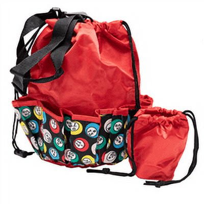 Bingo Bag and Coin Purse Set - Bingo Ball Print Design - Adjustable Shoulder Strap - Cotton and Nylon - Red