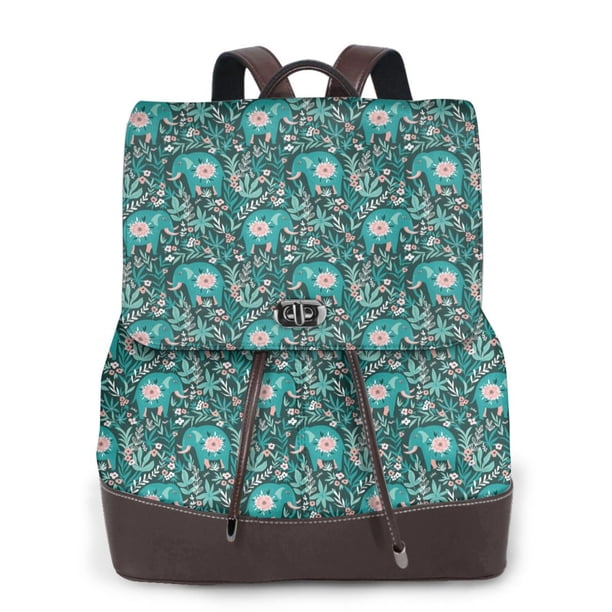 Balery Lephants in the Jungle Mochila de Cuero para Mujeres, Gran Capacidad, Bolsa de Viaje Multifuncional, Mochila de Cuero y Bolsa de Hombro para Mujeres