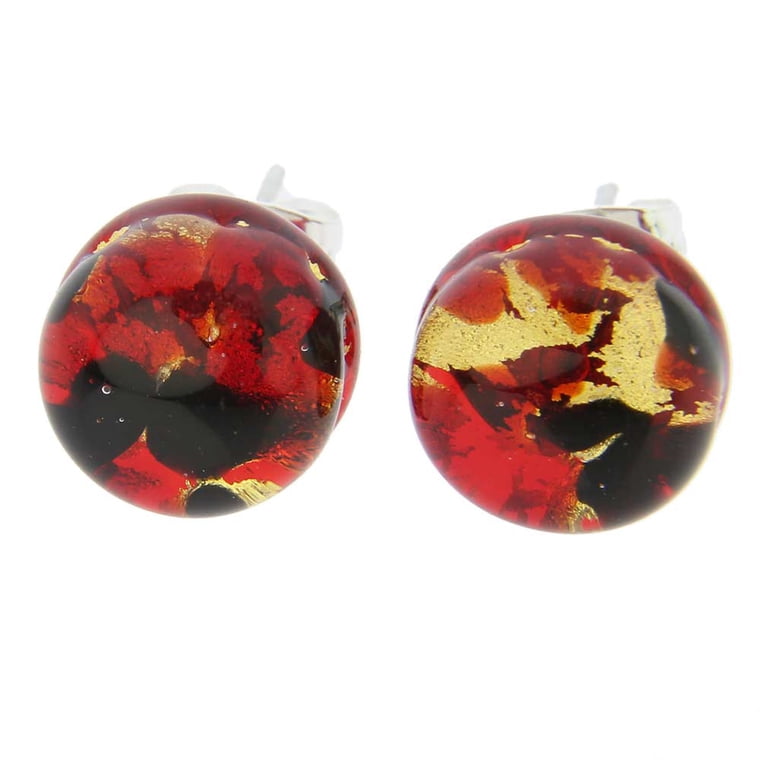 GlassOfVenice Authentic Murano Glass Heart Necklace & Earrings Set - Handmade In Venice, Italy, Black & Red, Gift Pouch Included 7 thumbnail image