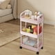 thumbnail image 4 of Organizador de 3 niveles para carrito de almacenamiento de cocina | Portaequipajes de baño con reposabrazos y estanterías ventiladas | Carrito de utilidad con ruedas para artículos de higiene, 4 of 6