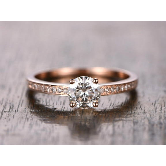 Limited Time Sale Classic 1.25 carat Morganite and Diamond Moissanite Engagement Ring in 10k Rose Gold for Women