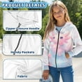 thumbnail image 6 of Chririnla Pink Rose Cartoon Axolotl Kids Sporty Jacket Zip Up Hooded Long Sleeve with Pockets Lightweight Athletic Top Youth Size 10-12, 6 of 7
