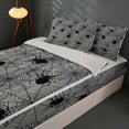 thumbnail image 3 of Homewish Spider Web Zipper Twin Comforter Sets with Fitted Sheet and 2 Pillowcases, Happy Halloween Zipper Bedding Set, Gray, Gray Reversible, 3 of 7