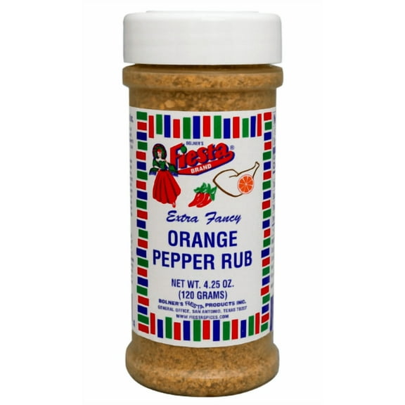 Bolner's Fiesta Brand Extra Fancy Orange Pepper Rub, 4.25 oz