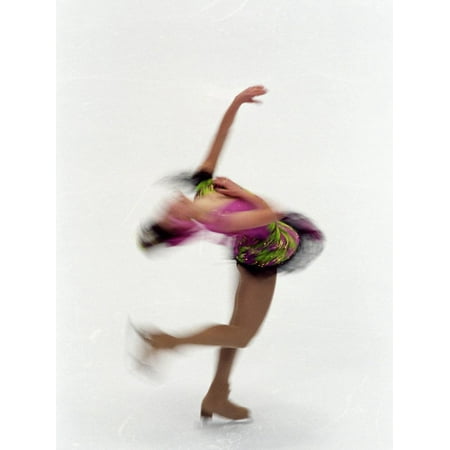 Blured Action of Female Figure Skater Preforming a Spin Print Wall Art By Steven