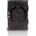 thumbnail image 3 of Vintage Leather Journal Semi Precious Witch Stone Black Triple Moon Design-Lock Closure, 200 Antique Deckle Edge Blank Paper-Book of Shadows, Grimoire Journal, Witch Journal for Men and Women 7x5 Inch, 3 of 6