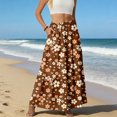 thumbnail image 5 of LWavelet Women Floral Print Tiered Maxi Skirt Elastic Waist With Pockets Boho Summer Long Skirt Light Brown 2XL, 5 of 6