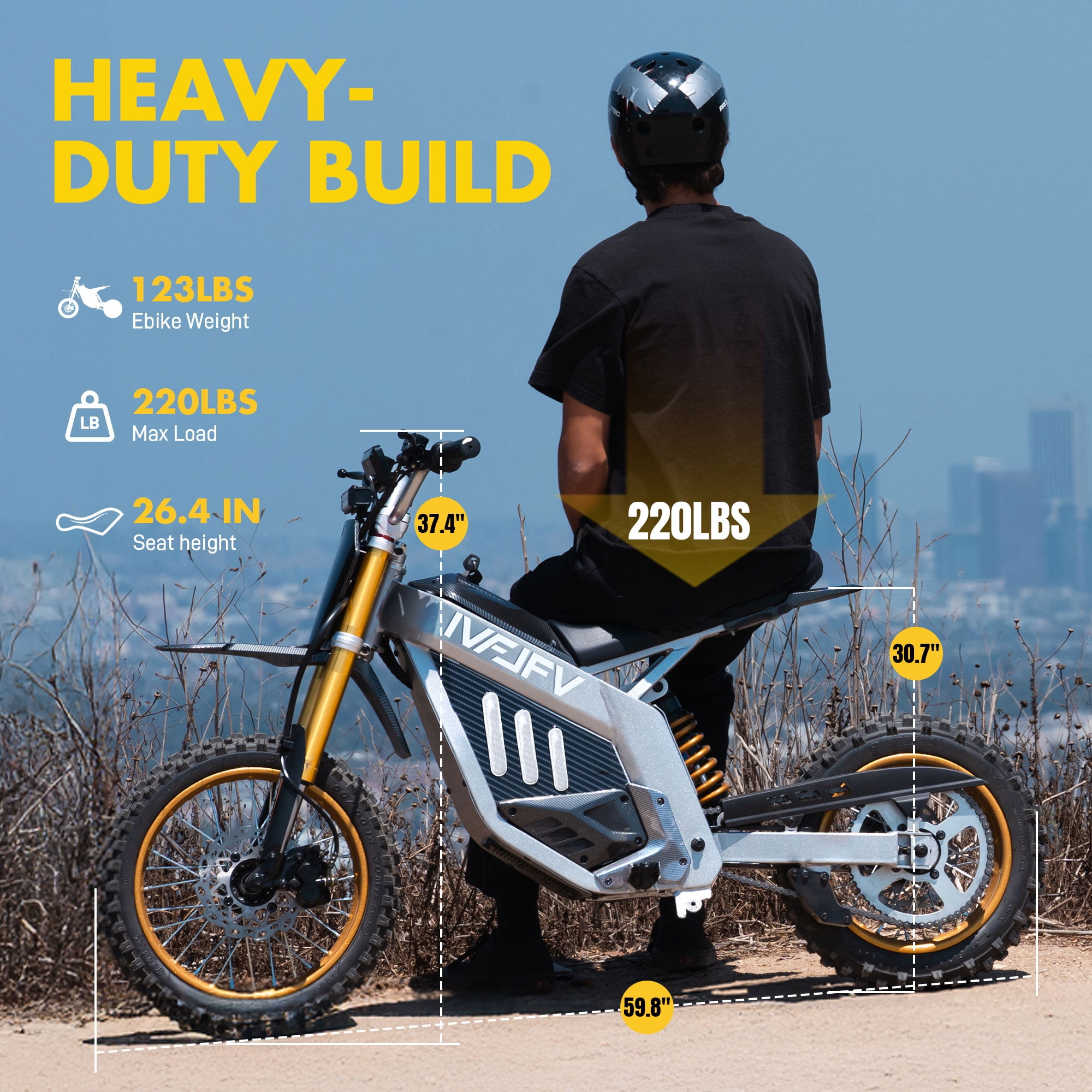 Electric Dirt Bike for Teens Adults, 14"/12" Fat Tire,Peak 3000W Mid-Drive Motor and 48V 30AH Battery, 42 MPH Max Speed,Hydraulic Off-Road E-dirt Bike for Age 13+,White