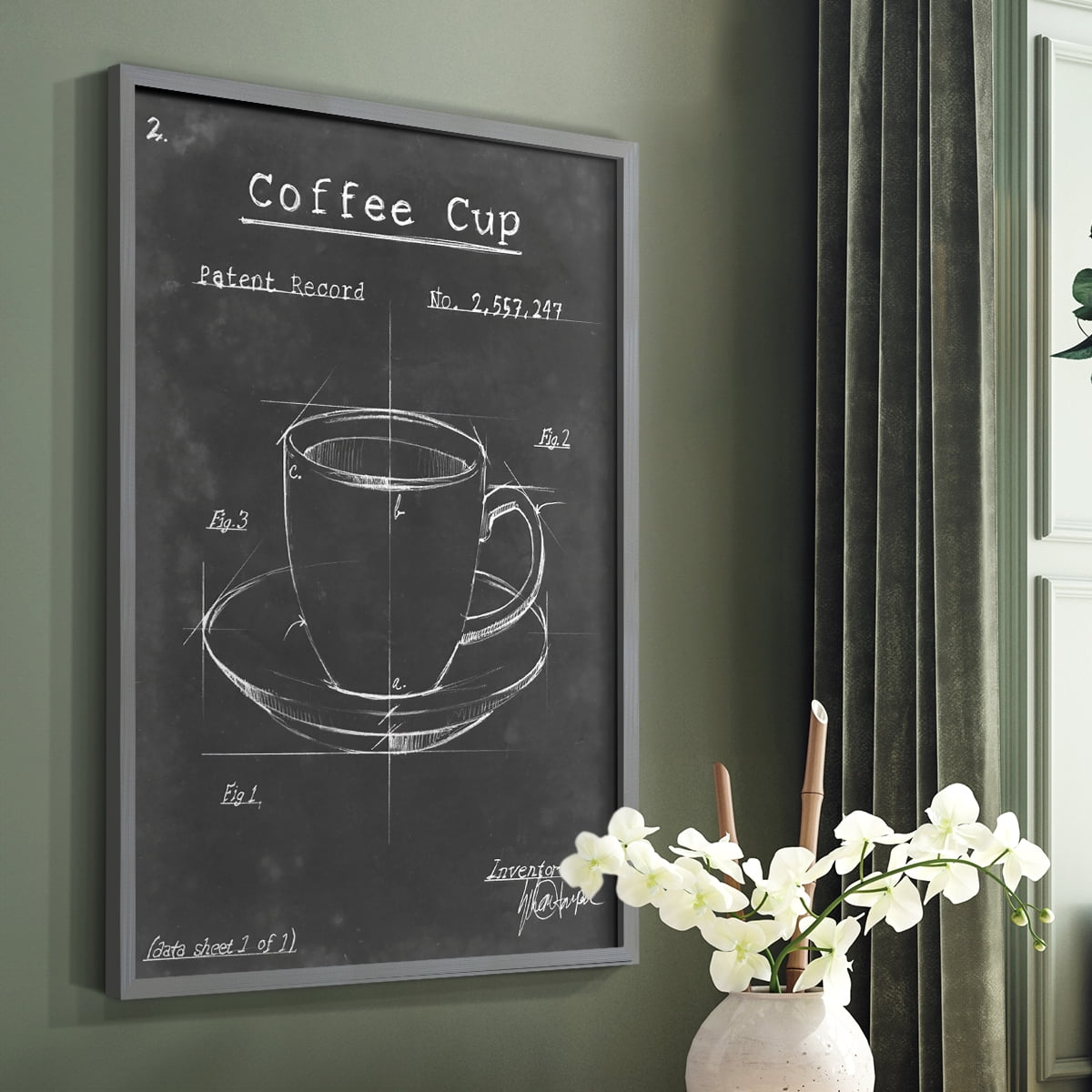 Morning Routine II Framed Print in Gray Solid Wood Framed Print No Nail Hanging
