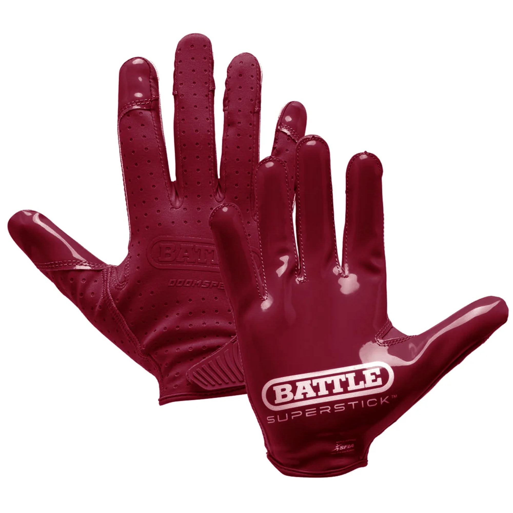 Battle Sports Adult Doom Speed Receiver Football Glove - Maroon - 2Xlarge