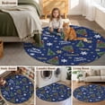 thumbnail image 5 of Blue Christmas Round Area Rug 4Ft Washable Circle Rugs for Bedroom Dining Room, Winter Pine Tree Gold White Snowflakes Non-Slip Carpet Floor Mats Indoor Outdoor Carpet Runner Aesthetic Home Decor, 5 of 8