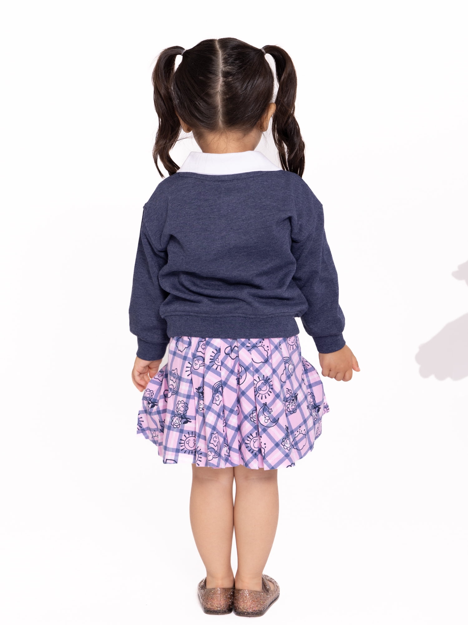 Care Bears Toddler Girls Varsity Sweatshirt and Pleated Skirt Set, 2-Piece, Sizes