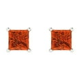 thumbnail image 3 of 1.5 ct Push-Back Stud Earrings for Women | 5.0mm Princess Cut Simulated Red Diamond | 18K White Gold, 3 of 5