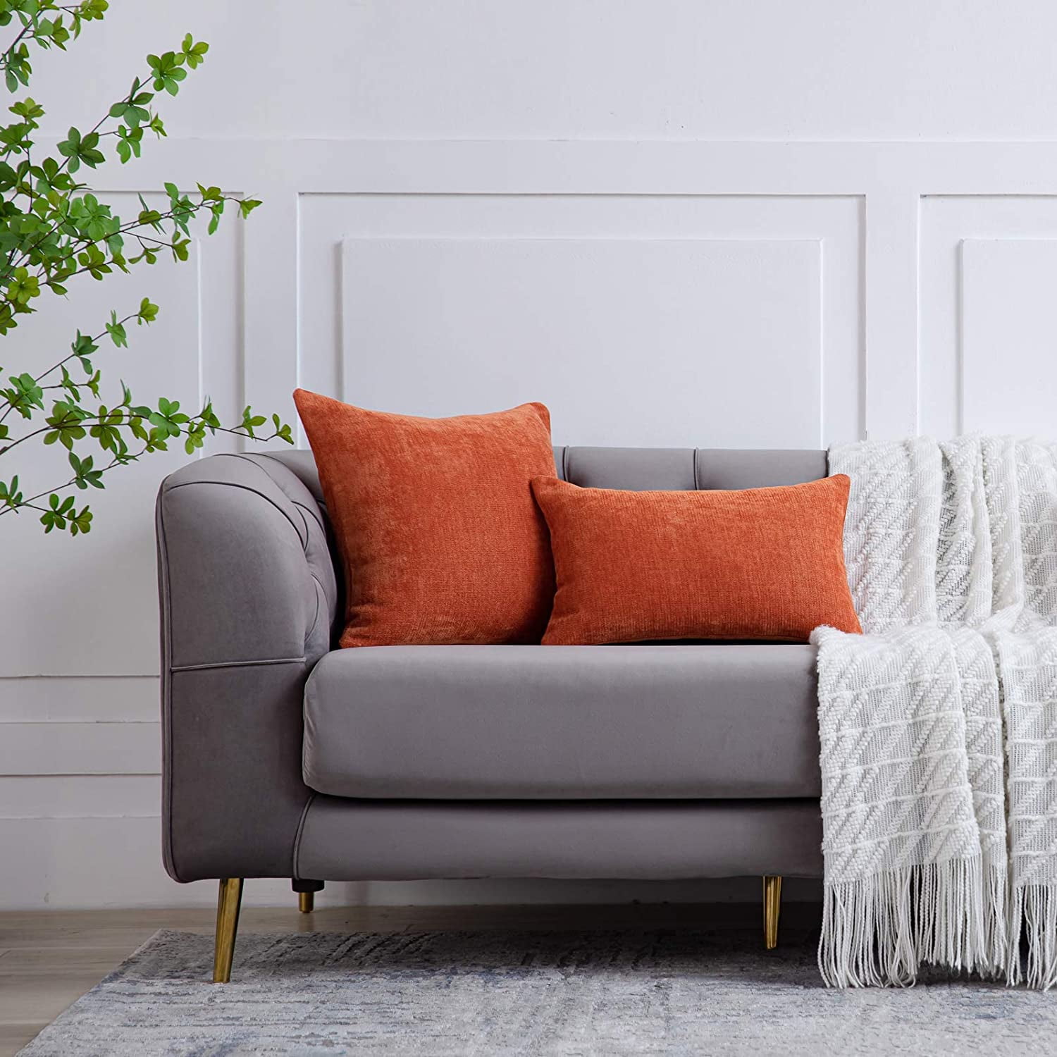 Bqhagfte Burnt Orange Lumbar Pillow Covers 12x20 Inch Set Of 2 Solid Rustic Farmhouse Decorative Throw Pillow Covers Cushion Case For Home Sofa Couch