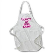 3dRose Crazy Sea Otter Lady, Full Length Apron, 22 by 30-inch, White, With Pockets
