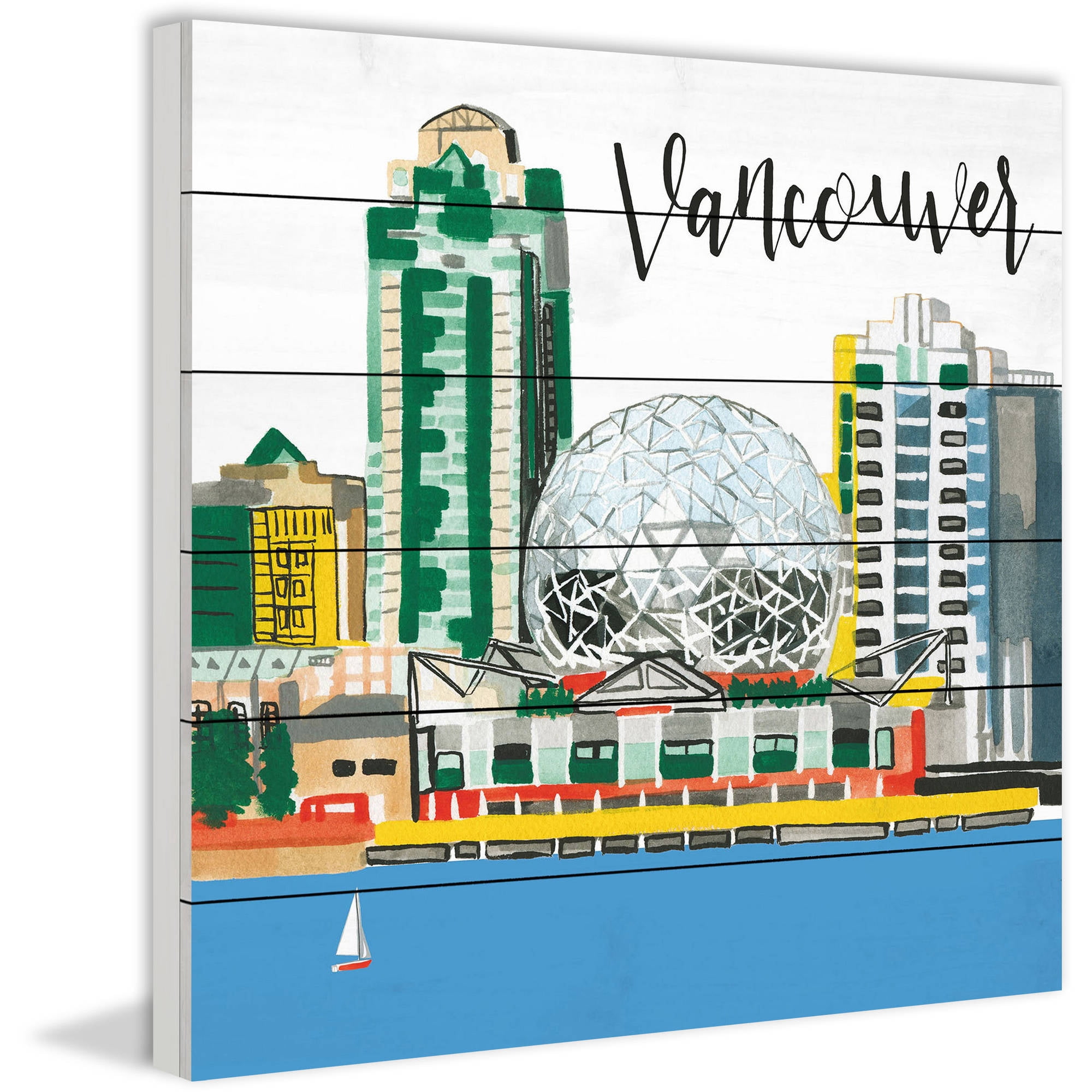 Marmont Hill "Vancouver Lakeview" by Molly Rosner Painting Print on White Wood