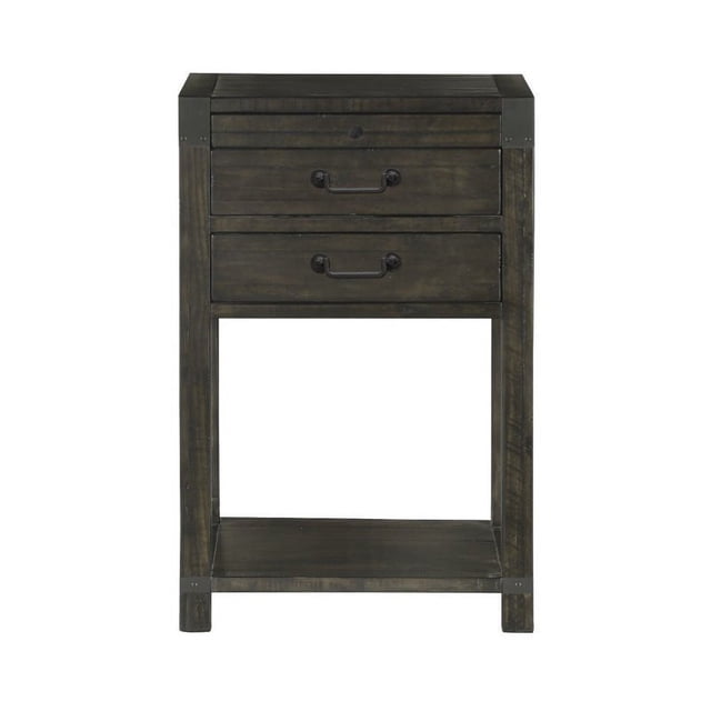 Beaumont Lane Table de Chevet 2 Tiroirs en Charbon Vieilli