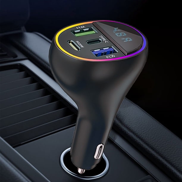 Cargador de coche superrápido de metal, cargador USB multifuncional para coche, carga rápida para todo tipo de teléfonos móviles, cabezal de carga.