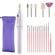 Beauty Clearance Under $15 20Pcs Electric Nail Machine Pedicure Nail Art Grinding Drill Bits + Brush Set As Show