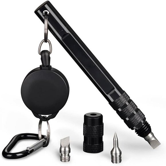 Xiao Hua 1 golf club groove grinder tool with 3 replaceable heads, aluminum alloy shaft groove cleaning tool, suitable for you and V-groove re grooving tool (black)