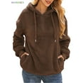 thumbnail image 3 of BadPiggies Womens Fuzzy Fleece Sweatshirt Casual Loose Sherpa Pullover Oversized Hoodie with Pockets (L, Coffee), 3 of 7
