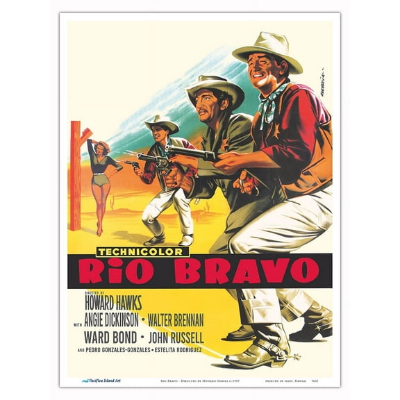 Rio Bravo - Directed by Howard Hawks - Vintage Film Movie Poster c.1959 - Master Art Print (Unframed) 9in x 12in