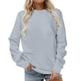 thumbnail image 2 of Xcmzpl Sweatshirts for Women Casual Solid Color Crewneck Sweatshirt Oversized Sweater Tops Soft Long Sleeve Shirts Winter Fashion, 2 of 6