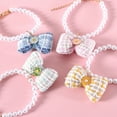 thumbnail image 7 of Pebbuoy Pet Collar Faux Pearl Pet Necklace with Bow Decorations Adjustable Cat Neck Circle Jewelry Pet Supplies, 7 of 7