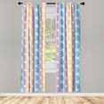 thumbnail image 2 of Ambesonne Fantasy Curtains, Flying Winged Unicorns Art, Pair of 28"x84", Soft Pink Pastel Yellow, 2 of 4