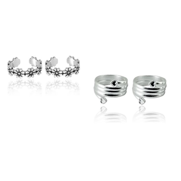 Kamada Creations Combinaison de Bagues d'Orteil Ethniques Plaquées Argent