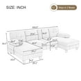 thumbnail image 6 of 103.5" U-shaped Sectional Sofa with Side Storage Pockets and Armrest Pillows, Chenille Fabric Couch with Dual Chaise Lounges for Living Room, Office, Apartment, Yellow, 6 of 9