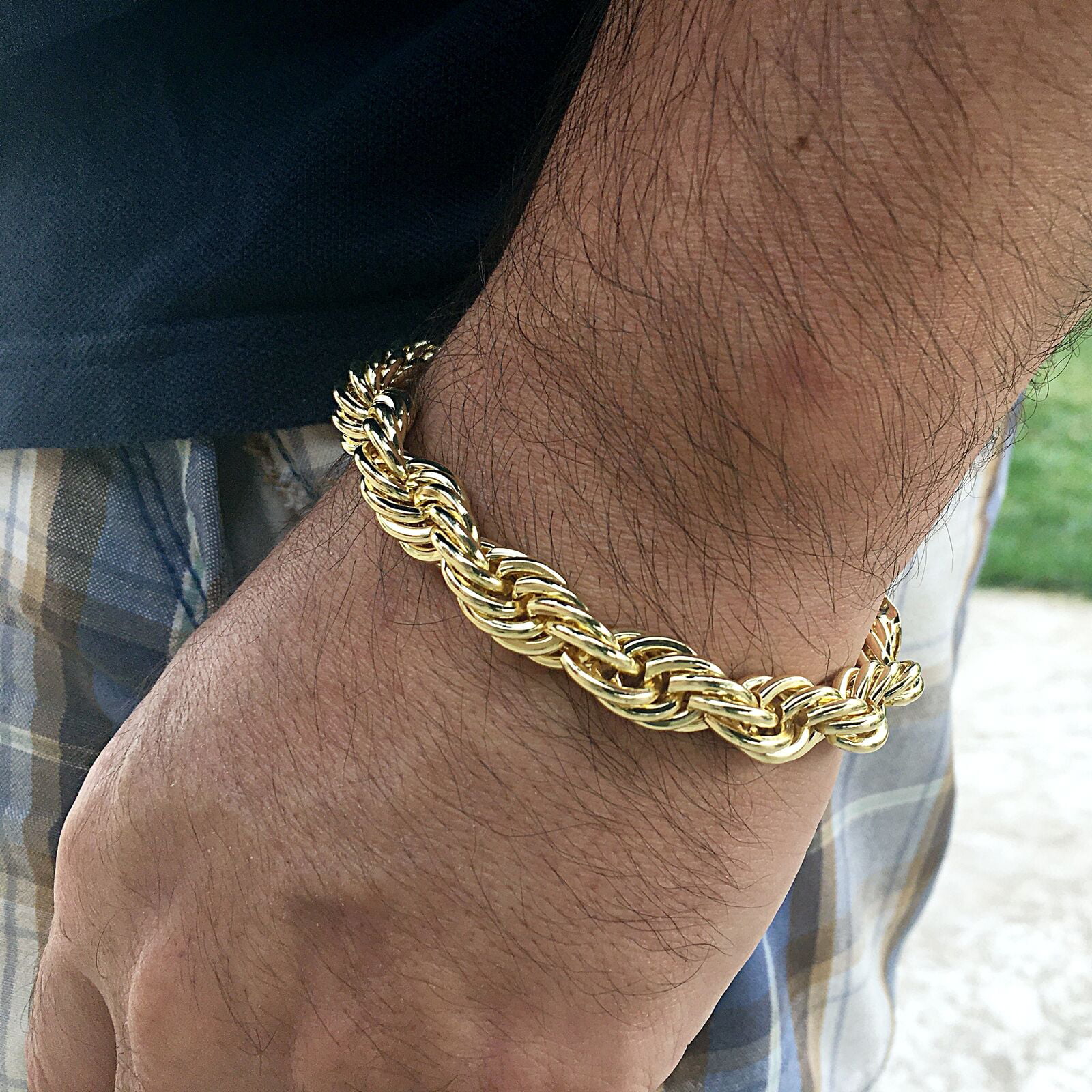 Solid Mens Rope Bracelet 10K Yellow Gold  Malayjewelers