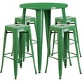 thumbnail image 2 of Flash Furniture Commercial Grade 30" Round Green Metal Indoor-Outdoor Bar Table Set with 4 Square Seat Backless Stools, 2 of 5