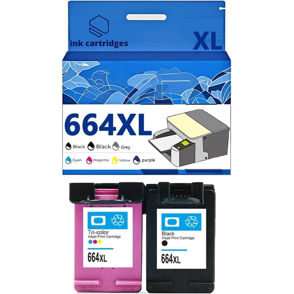 664 664XL Ink Cartridges Compatible for HP 5275 4676 4536 4535 3775 3635 2675 2135 1115 Inkjet Printers, Leak-Proof Design Crisp Printing
