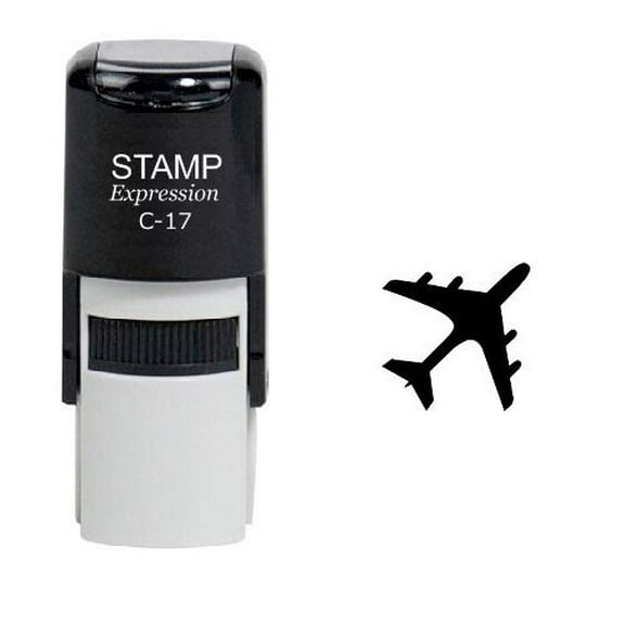 stampexpression - Flying Airplane Self Inking Rubber Stamp - Black Ink (W-6196)