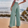 thumbnail image 4 of Sngxgn Woman Pants Women Casual Pants Solid Drawstring Elastic Waist Long Straight Pants(Green,XL), 4 of 6