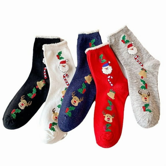 Yoyauz 5PCS Fun Christmas Socks For Men And Women, Gifts For Holiday Parties, Novel Holiday Socks, Fun Colored Holiday Socks