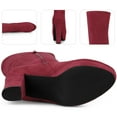 thumbnail image 2 of BLISSFUL STEP Women's Boots Platform Block Heel Over the Knee Thigh High Boots Burgundy 6.5, 2 of 7