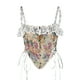 thumbnail image 2 of Camisola moldeadora de cintura con encaje y lazo sin espalda con estampado de flores para mujer, top de poliéster, 2 of 4